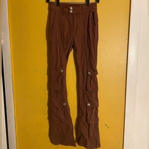 Forever 21 Brown Cargo Pants with Button Accents Size (Small)